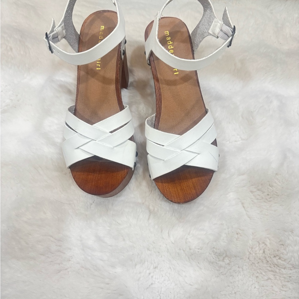 Madden Girl White Cross-Strap Sandals - Picture 4 of 7